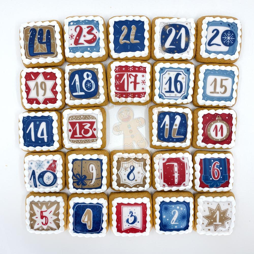 Fondánový list 48 čtverečků 3x3 cm - Dva adventní kalendáře čísla