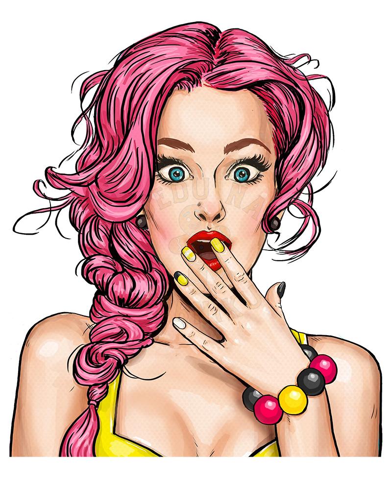 Fondánový list - Pop-art Růžovovláska