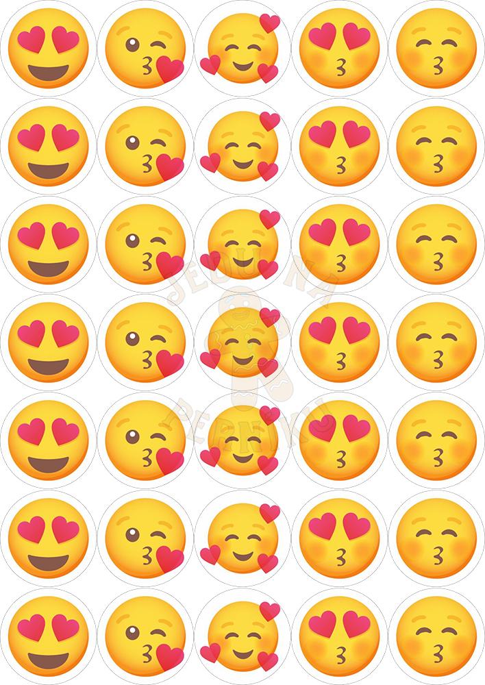 Fondánový list 35 kruhů 3,8 cm - Emoji zamilovaní