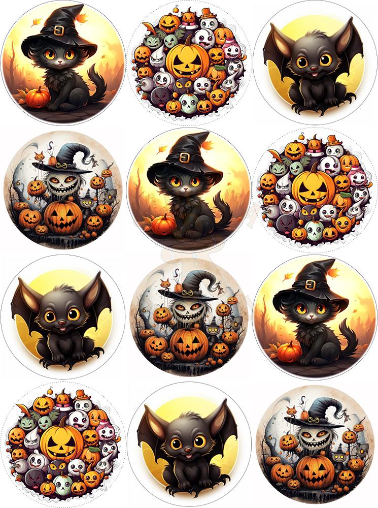 Fondánový list 12 kruhů 6,7 cm - Halloweenský mix