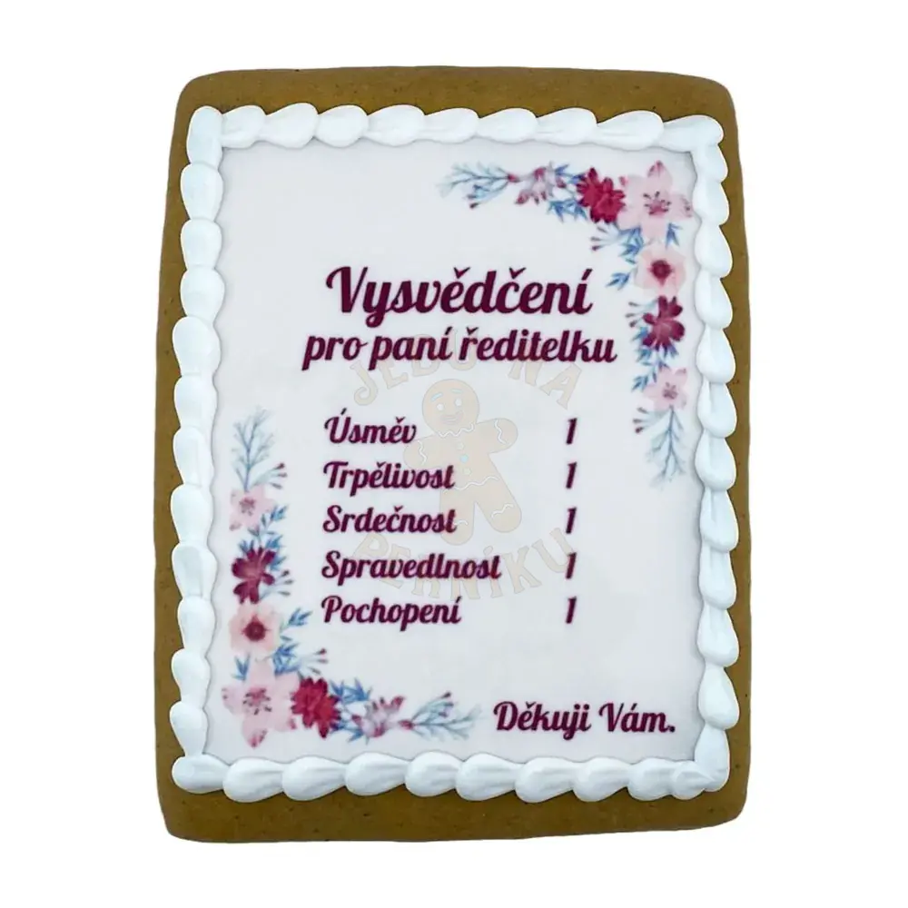 Perníkové vysvědčení pro paní ředitelku