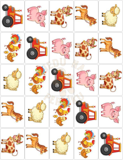 Fondánový list 25 obdélníků 50x38 mm - Farma