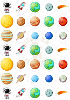 Fondánový list 35 kruhů 3,8 cm - Vesmír