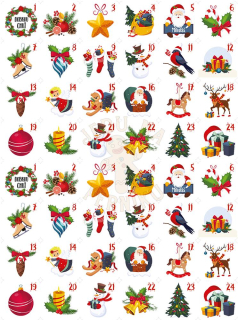 Fondánový list 48 čtverečků 3x3 cm - Dva adventní kalendáře