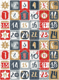 Fondánový list 48 čtverečků 3x3 cm - Dva adventní kalendáře čísla