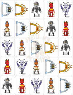 Fondánový list 25 obdélníků 50x38 mm - Roboti