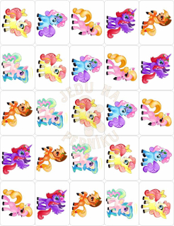 Fondánový list 25 obdélníků 50x38 mm - Poníci