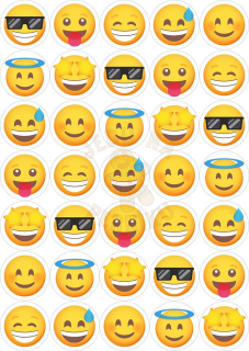 Fondánový list 35 kruhů 3,8 cm - Emoji