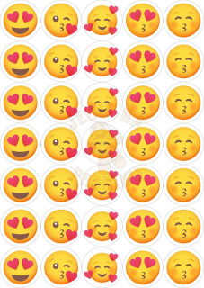 Fondánový list 35 kruhů 3,8 cm - Emoji zamilovaní