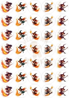 Fondánový list 35 kruhů 3,8 cm - Pálení čarodějnic