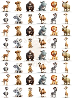 Fondánový list jedlé pexeso - ŽRAPESO africká zvířátka