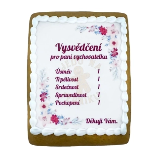 Perníkové vysvědčení pro paní vychovatelku