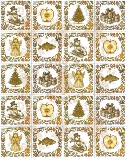 Fondánový list 20 čtverečků 51x51 mm - Kreslené Vánoce
