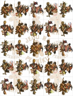 Fondánový list 25 obdélníků 50x38 mm - Čarodějnice se zvířátky